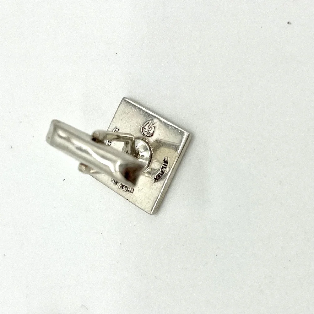 Vintage Sterling Silver Aztec Mayan Calendar Cufflinks Square‎ Textured Design